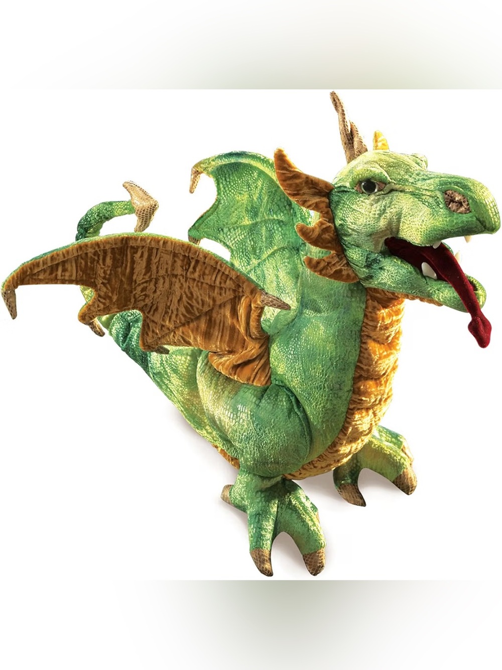Folkmanis Puppets Wyvern Dragon Hand Puppet, Green/Brown